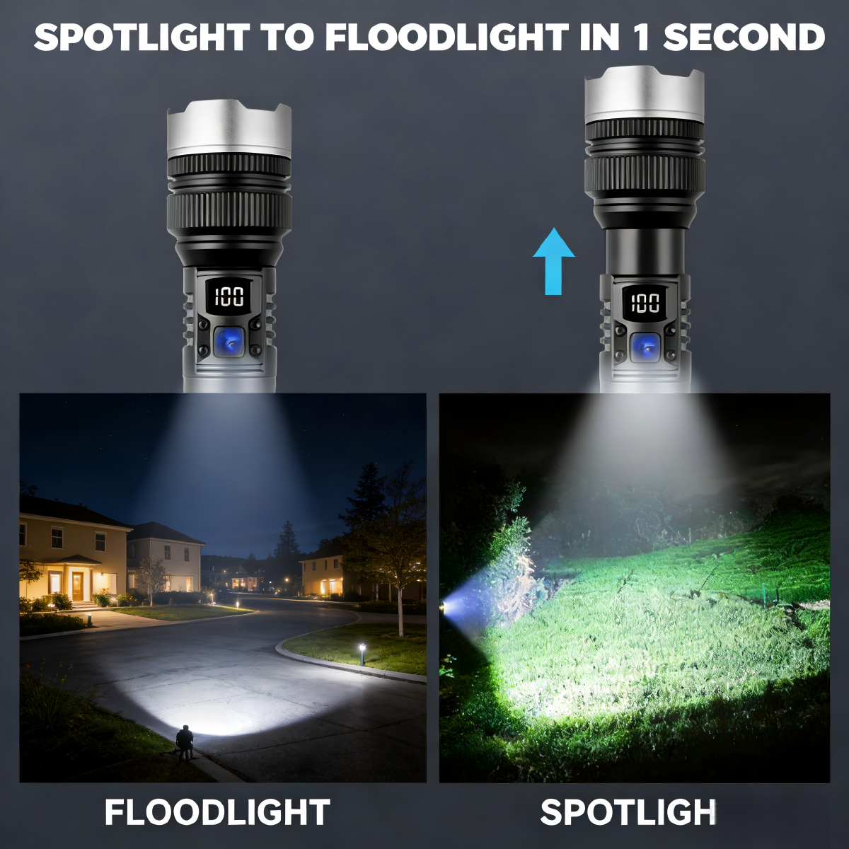 2-in-1 Strong Flashlight(Power Bank)for Outdoor &Emergency