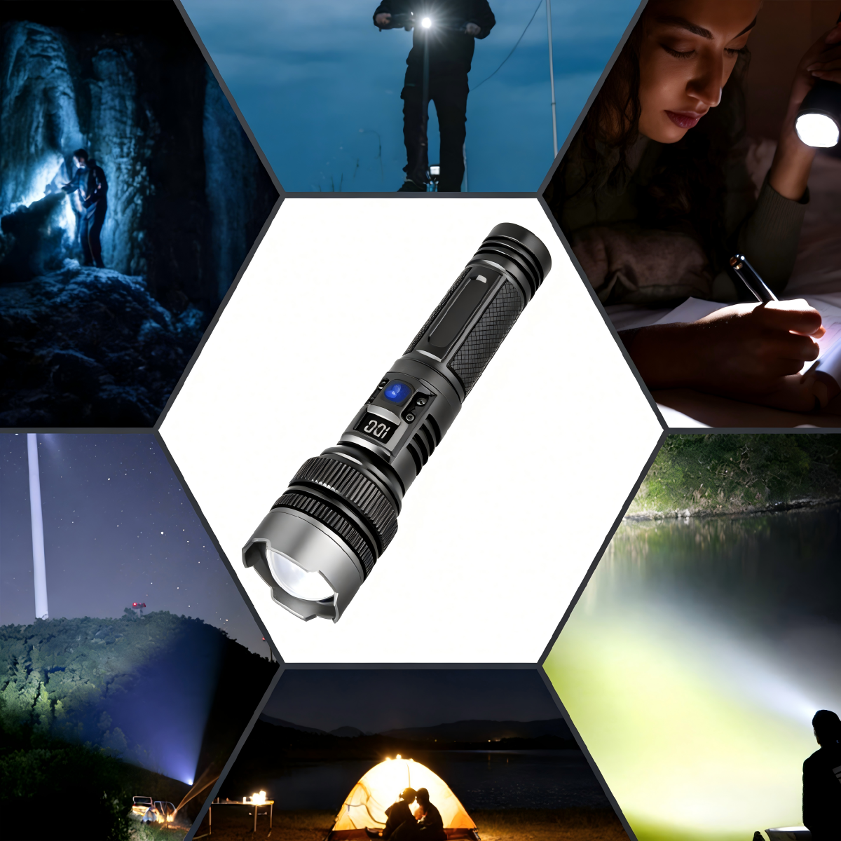 2-in-1 Strong Flashlight(Power Bank)for Outdoor &Emergency