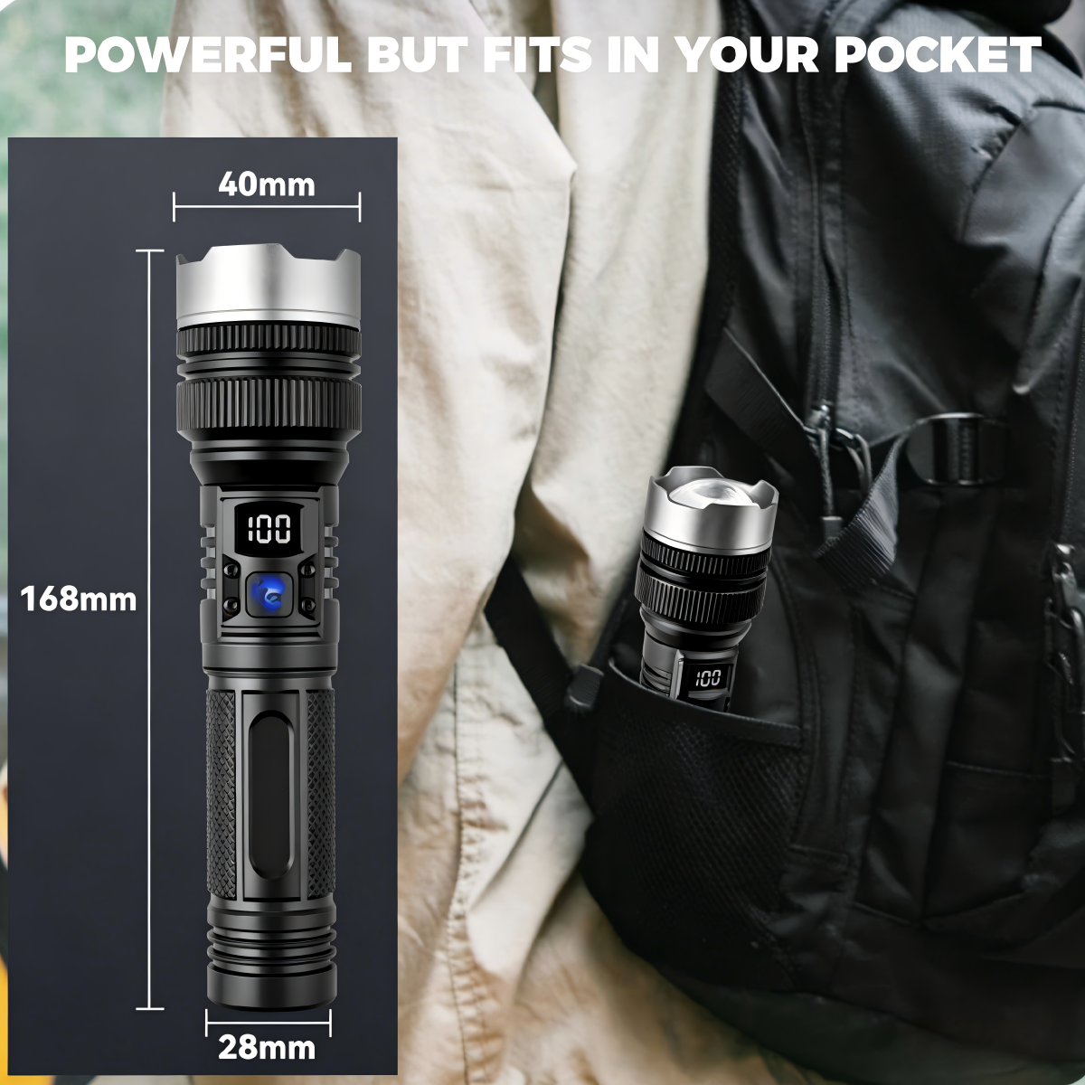 2-in-1 Strong Flashlight(Power Bank)for Outdoor &Emergency